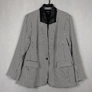 Lane Bryant The Bryant Blazer Jacket Sz 24 Black White Houndstooth Print
